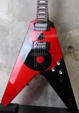 Dean USA Custom Shop Michael Schenker Flying V Yin Yang / Black & Red Sparkle