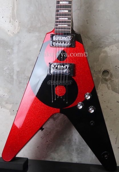 画像1: Dean USA Custom Shop Michael Schenker Flying V Yin Yang / Black & Red Sparkle (1)