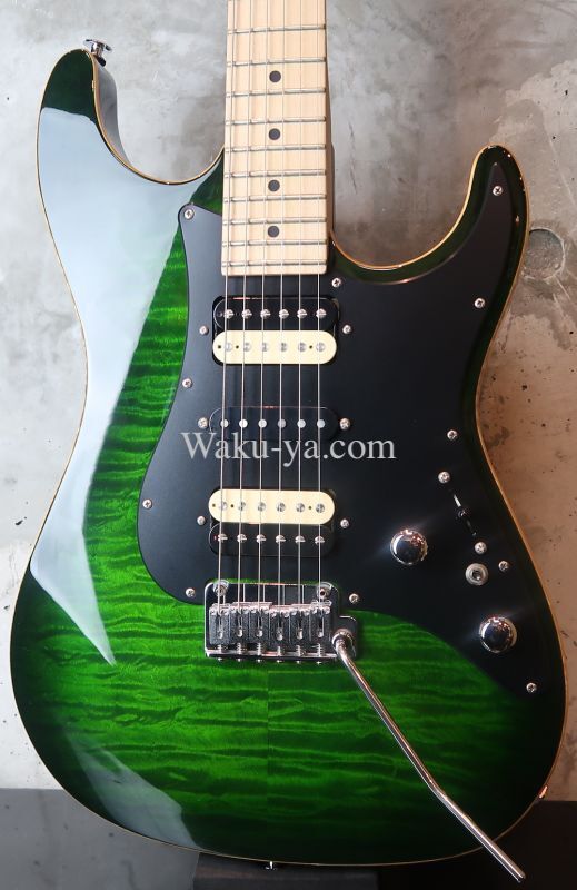 Suhr Standard Zebra PU / Matching HEAD /Lime Green Burst